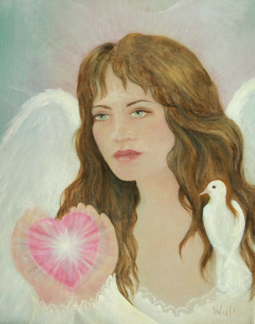 angelic love - angel with heart and dove