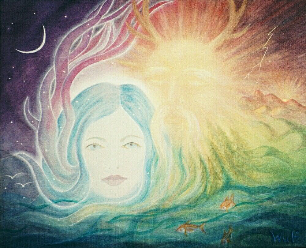 The goddess awakes with the horned god at her side